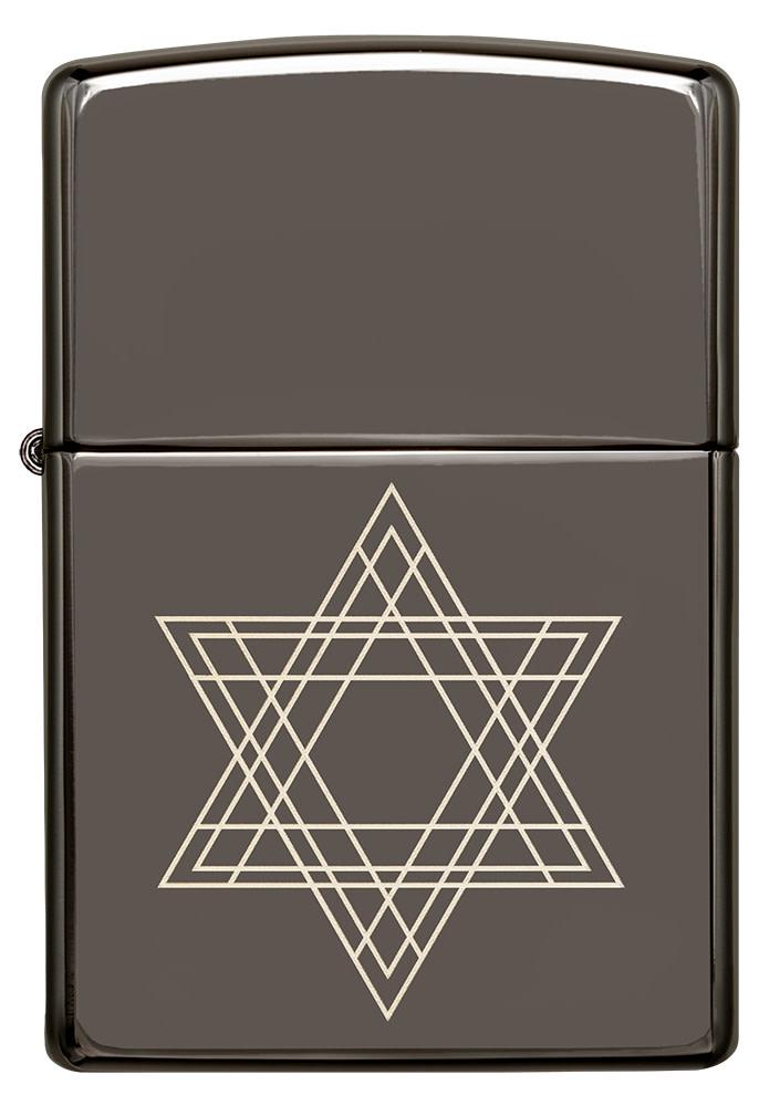 Front view of Star of David Design Black Ice?« Windproof Lighter.